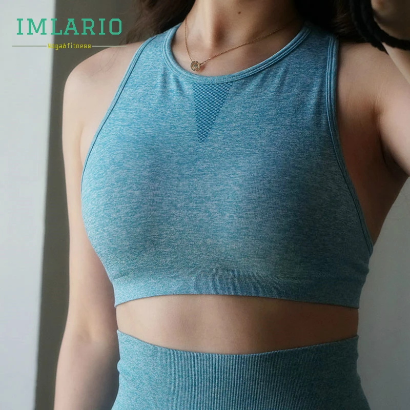 Imlario Women High Neck Fitness Bra Seamless Bodybuilding Crop Top Back Cut Out Push Up Yoga Brassiere Super Stretch Activewear
Imlario Women High Neck Fitness Bra Seamless Bodybuilding Crop Top Back Cut Out Push Up Yoga Brassiere Super Stretch Activewear