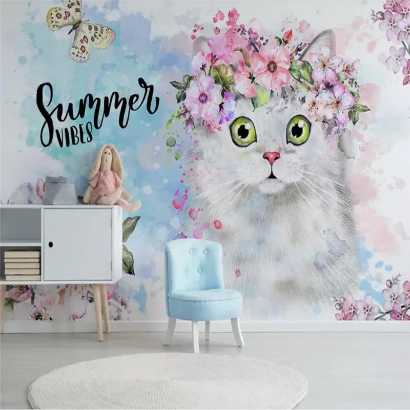 Custom wallpaper Nordic simple flower kitten children's room decoration background wall high-grade waterproof material
Custom wallpaper Nordic simple flower kitten children's room decoration background wall high-grade waterproof material