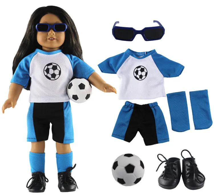 Hot sell! Leisure handmade dress clothes outfit Football clothes for 18 inch American Doll+shoes+socks+soccer+Glasses
Hot sell! Leisure handmade dress clothes outfit Football clothes for 18 inch American Doll+shoes+socks+soccer+Glasses