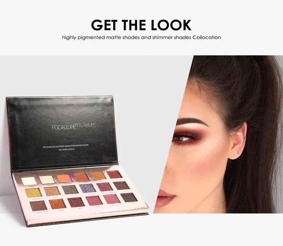 18Pcs Highly Pigmented Glitter Eye Shadow by FOCALLURE 