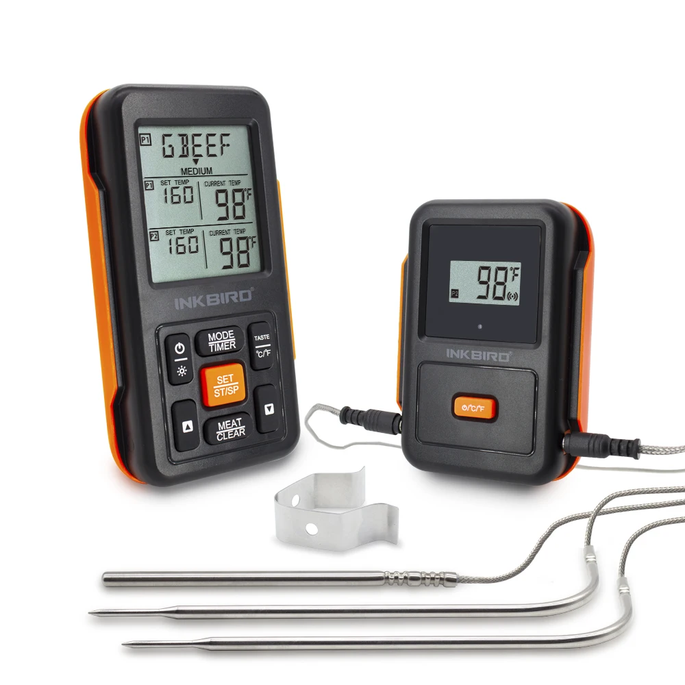 Hot IRF-2S Orange Remote Wireless Digital Meat BBQ Oven Thermometer With Double/Three Probes Large Screen with Timer BBQ Tools
Hot IRF-2S Orange Remote Wireless Digital Meat BBQ Oven Thermometer With Double/Three Probes Large Screen with Timer BBQ Tools