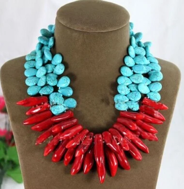FREE SHIPPING>>@> A906 Exaggerate Choker Necklace Turquoise Water-drop Natural Red Coral Branch Woman
FREE SHIPPING>>@> A906 Exaggerate Choker Necklace Turquoise Water-drop Natural Red Coral Branch Woman
