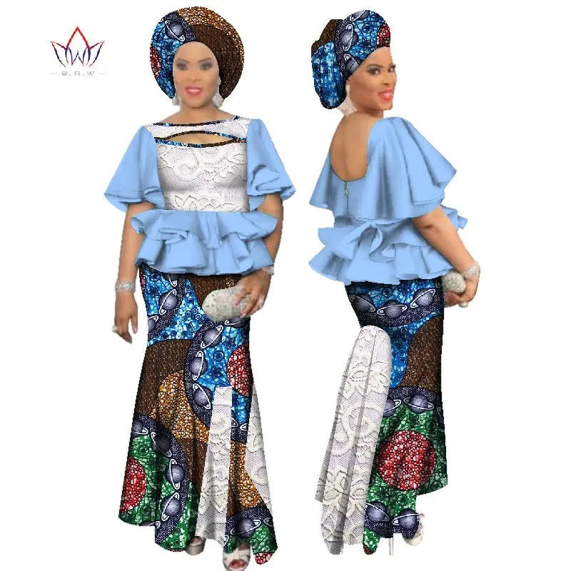 Dashiki African Print Fabric & White Lace Patchwork Set African Skirt Set for Women Bazin Backless Dress for Wedding WY2707
Dashiki African Print Fabric & White Lace Patchwork Set African Skirt Set for Women Bazin Backless Dress for Wedding WY2707