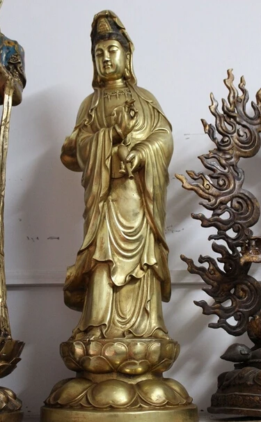 xiuli 003541 25" Chinese Buddhism Bronze Gild Stand Kwan-yin Guan Yin Goddess Vase Statue
xiuli 003541 25" Chinese Buddhism Bronze Gild Stand Kwan-yin Guan Yin Goddess Vase Statue