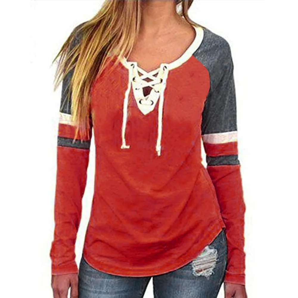 Women Fashion High Quality V-Neck Patchwork Long Sleeve Loose Tops T-Shirt 2018 Hot Sale Stitching Color Shirts
Women Fashion High Quality V-Neck Patchwork Long Sleeve Loose Tops T-Shirt 2018 Hot Sale Stitching Color Shirts
