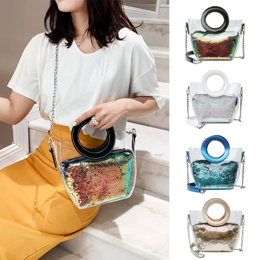 Fashion Women Sequins Leather Crossbody Bag Waterproof Beach Messenger | Багаж и сумки
