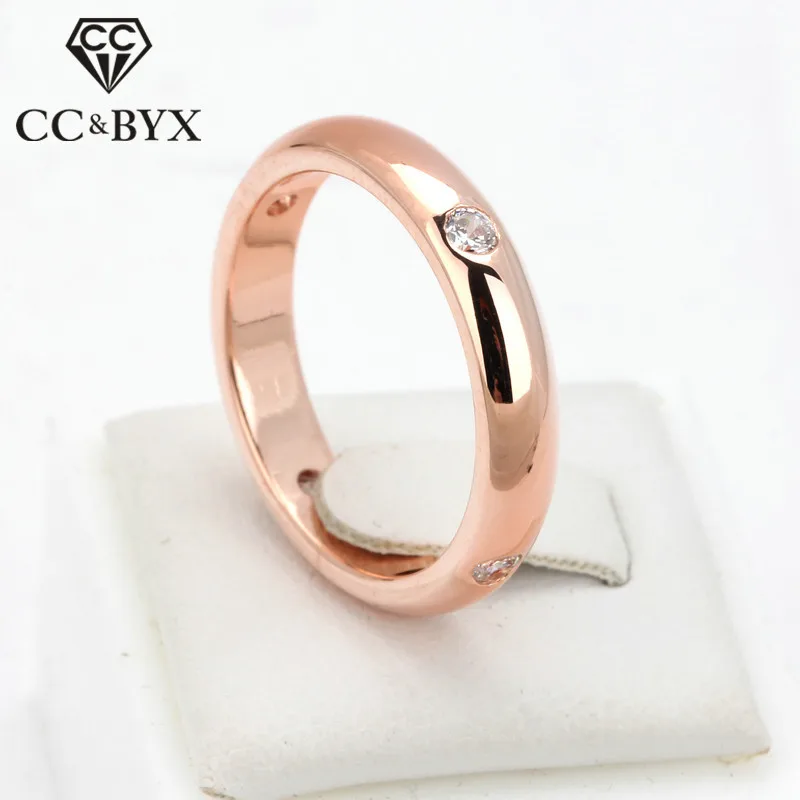 CC Jewelry Rings For Women Fashion Simple Bride Wedding Ring Rose Gold Color Engagement Bijoux Accessories Anillo CC1064 | Украшения и