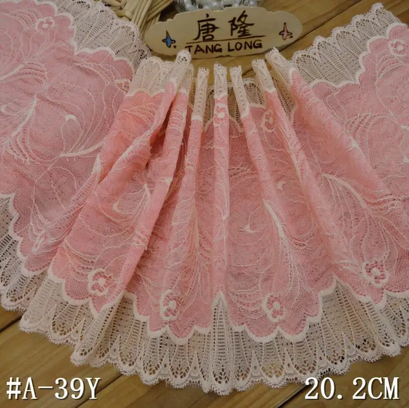 Wholesale 35 Yards 20cm Width Pink with Apricot Elastic Lace Fabric Double Colors Stretchy Lace Trim DIY
Wholesale 35 Yards 20cm Width Pink with Apricot Elastic Lace Fabric Double Colors Stretchy Lace Trim DIY