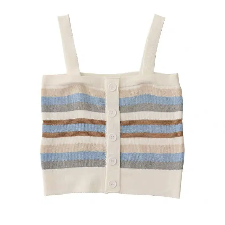 Summer 2019 Korean version of small fresh temperament collision stripes short high waist bare umbilical cord small suspender wai
Summer 2019 Korean version of small fresh temperament collision stripes short high waist bare umbilical cord small suspender wai