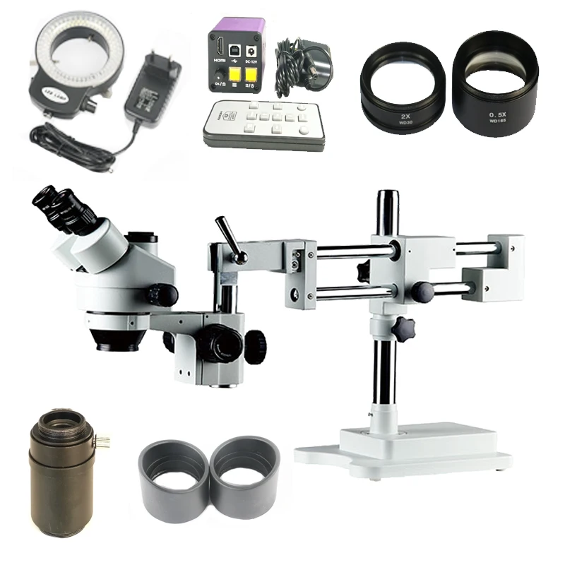 3.5X-90X Simul- Focal Trinocular Microscope Zoom Stereo Double arm microscope stand +16MP HDMI USB digital camera microscope
3.5X-90X Simul- Focal Trinocular Microscope Zoom Stereo Double arm microscope stand +16MP HDMI USB digital camera microscope