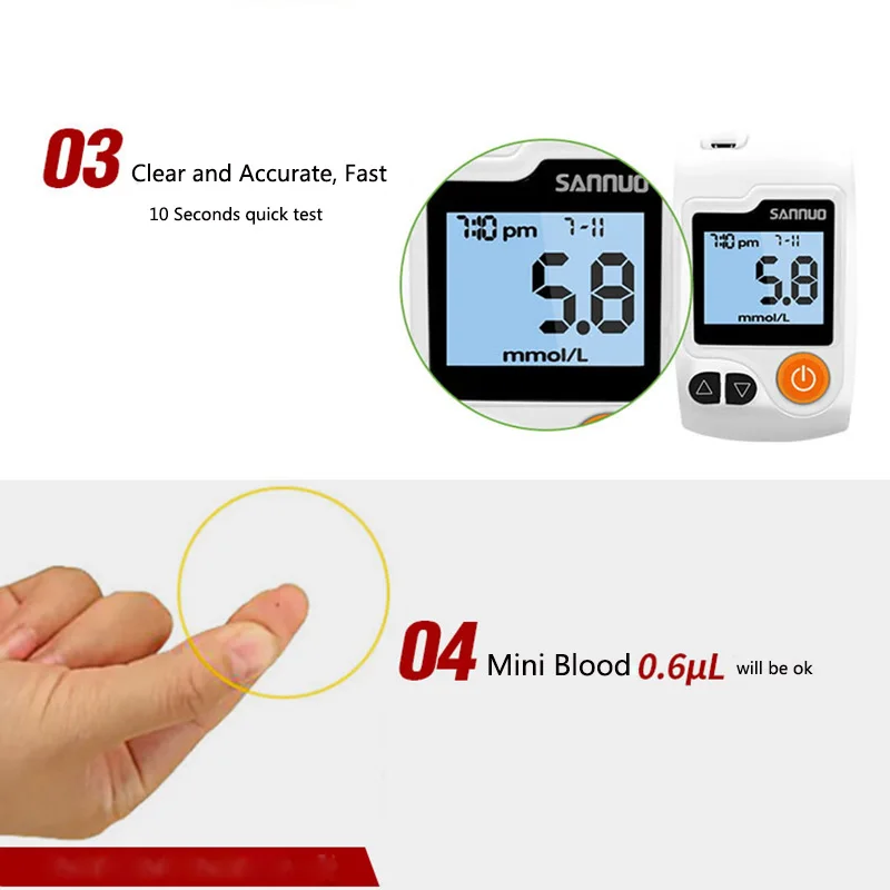 NEW Safe Accurate Blood Glucose Meter Level 10 Seconds Quick Test Glucometer Blood Sugar Monitor Meter 150pcs strips And Needle (3)