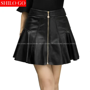 SHILO GO Fashion Street Women Empire Front Gold Crystal zipper Side Pleated Skirt Leather sheepskin Genuine Skirt Ladies Skirts
SHILO GO Fashion Street Women Empire Front Gold Crystal zipper Side Pleated Skirt Leather sheepskin Genuine Skirt Ladies Skirts