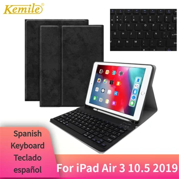 For iPad Air 3 10.5 2019 Case Bluetooth Keyboard W Pencil holder Smart Leather Cover For iPad Air 3 10.5 Case Spanish Teclado
For iPad Air 3 10.5 2019 Case Bluetooth Keyboard W Pencil holder Smart Leather Cover For iPad Air 3 10.5 Case Spanish Teclado