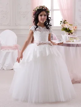 White Lace Ball Gown Little Kids Flower Girls Dresses For Weddings Short Sleeve Bow Tulle Pageant Party First Communion Dress
White Lace Ball Gown Little Kids Flower Girls Dresses For Weddings Short Sleeve Bow Tulle Pageant Party First Communion Dress