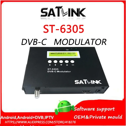 Satlink ST-6305 DVB-C Modulator convert HD signal to DVB-C RF out converts HD source to a DVB-C channel
Satlink ST-6305 DVB-C Modulator convert HD signal to DVB-C RF out converts HD source to a DVB-C channel