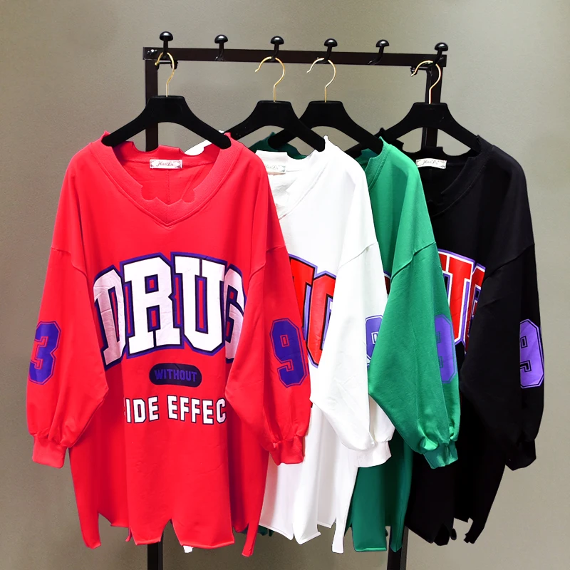 Girls'Harajuku Letter Print Long Pullovers Street Wear Holes V Neck Autumn Long Sleeve Tees Shirt Oversized Loose Hoodies Tops
Girls'Harajuku Letter Print Long Pullovers Street Wear Holes V Neck Autumn Long Sleeve Tees Shirt Oversized Loose Hoodies Tops
