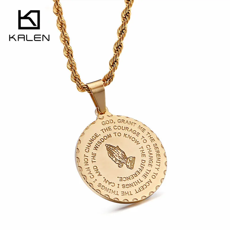 KALEN Tri-Color Stainless Steel Praying Hand Pendant Necklaces For Men Women Vintage Bible Scripture Religious Necklaces Jewelry
KALEN Tri-Color Stainless Steel Praying Hand Pendant Necklaces For Men Women Vintage Bible Scripture Religious Necklaces Jewelry