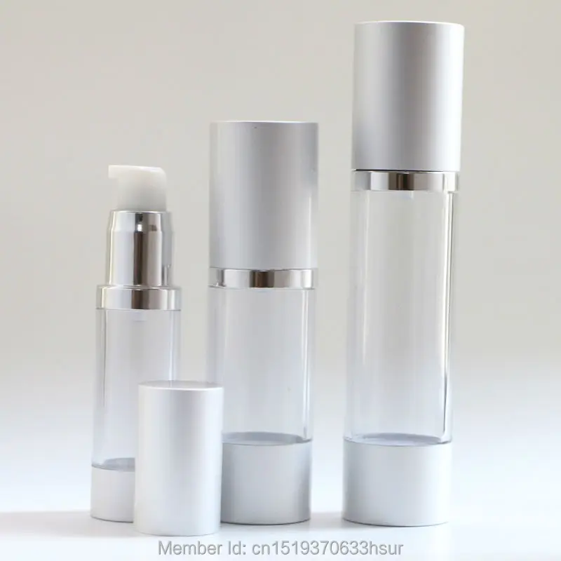 Silver High-Grade Refillable Bottles Portable Airless Pump Dispenser For Travel Lotion 2 Pieces/lot 15ml 30ml 50ml
Silver High-Grade Refillable Bottles Portable Airless Pump Dispenser For Travel Lotion 2 Pieces/lot 15ml 30ml 50ml