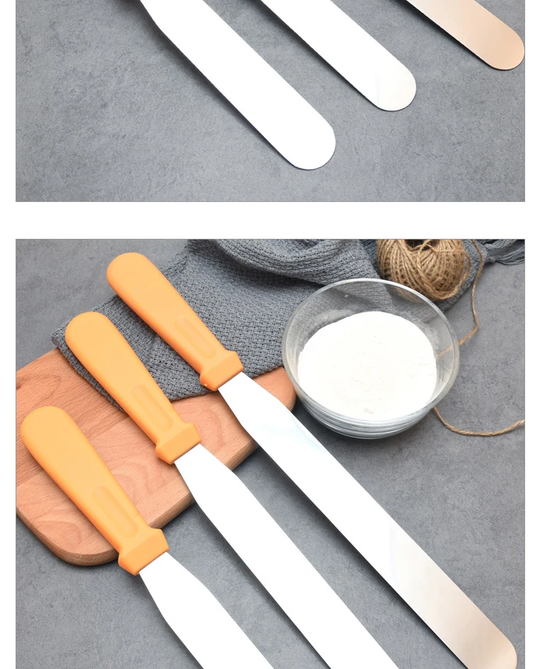 6 8 10 Inch Stainless Steel Cream Spatula Baking Utensils DIY Baking Tool Cake Cream Scraper Kitchen Cake Decoration Tools (6)