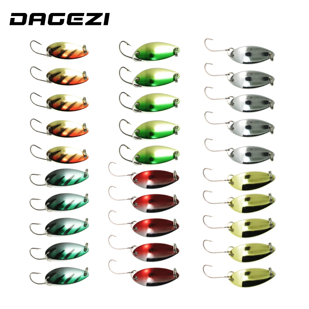 DAGEZI 30pcs/lot metal Lure fishing bait spoon lures 3G fishing lure 6 colors Retail Box fishing tackle box pesca
DAGEZI 30pcs/lot metal Lure fishing bait spoon lures 3G fishing lure 6 colors Retail Box fishing tackle box pesca