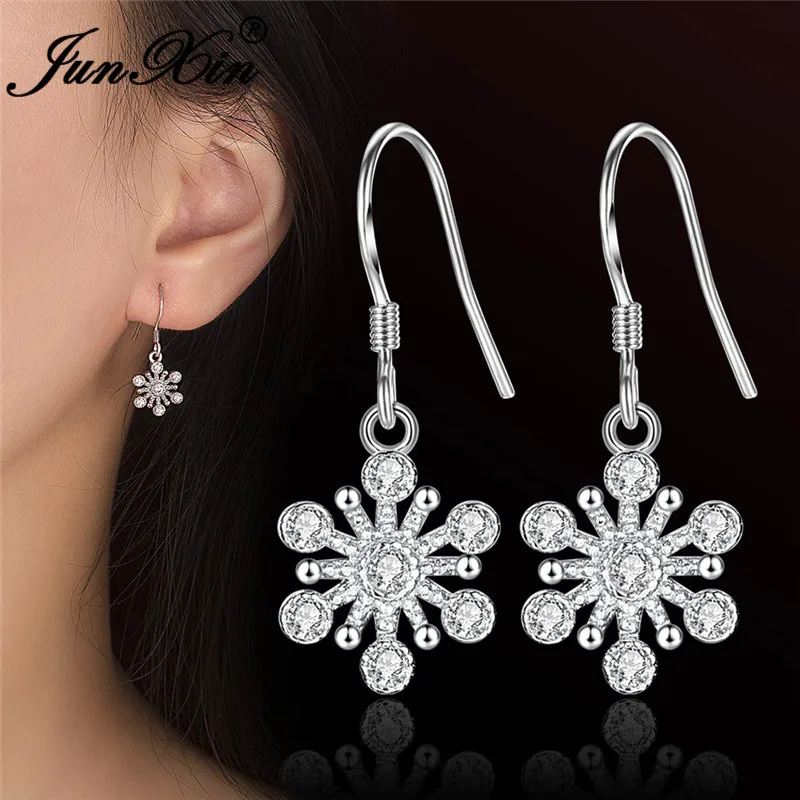 JUNXIN Cute White Crystal Snowflake Drop Earrings For Women 925 Silver Filled Female Zircon Wedding Dangle Earrings Jewelry
JUNXIN Cute White Crystal Snowflake Drop Earrings For Women 925 Silver Filled Female Zircon Wedding Dangle Earrings Jewelry