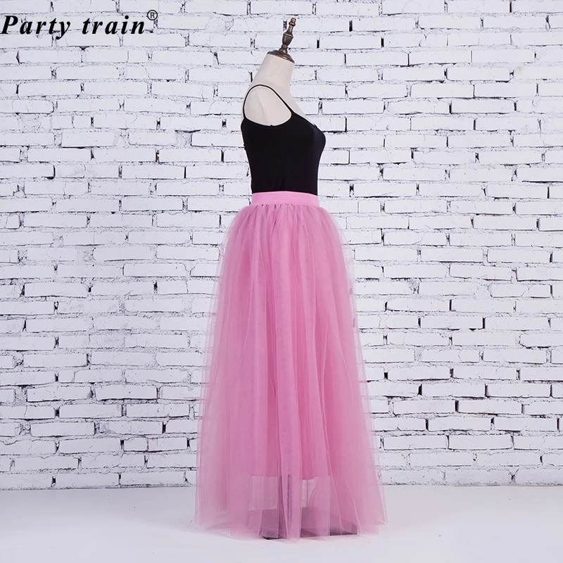 2018 Spring Fashion Womens Lace Princess Fairy Style 4 layers Voile Tulle Skirt Bouffant Puffy Fashion Skirt Long Tutu Skirts 35