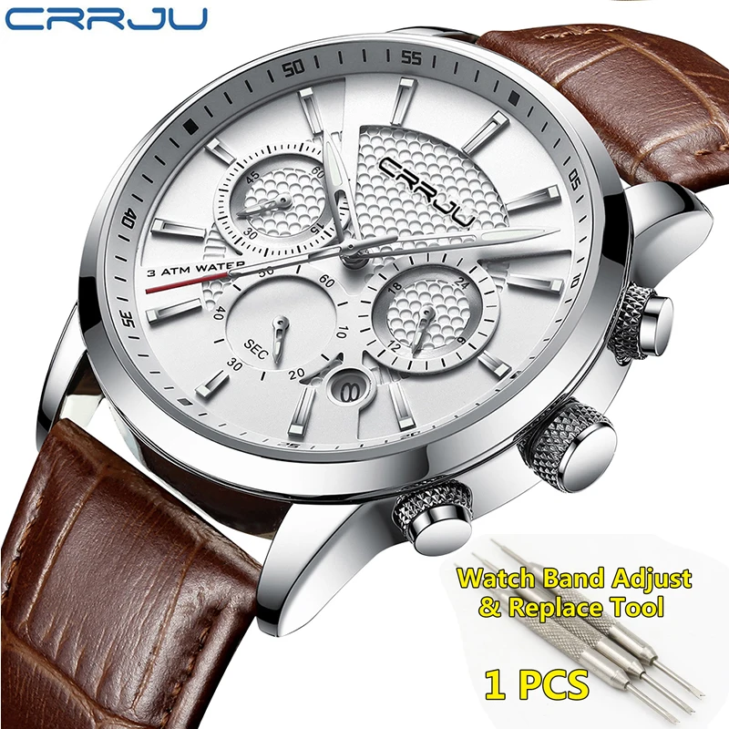 CRRJU Fashion Men Watches Quartz Wristwatches Men 30M Waterproof Chronograph Sport Leather Band man Watches montre homme 2019
CRRJU Fashion Men Watches Quartz Wristwatches Men 30M Waterproof Chronograph Sport Leather Band man Watches montre homme 2019