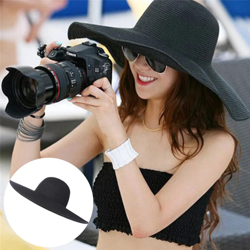 Women Large Wide Brim Summer Hats Black Ribbon Bow Visor Bone Female Cap Femme Sun Hat Beach Straw Hat
Women Large Wide Brim Summer Hats Black Ribbon Bow Visor Bone Female Cap Femme Sun Hat Beach Straw Hat