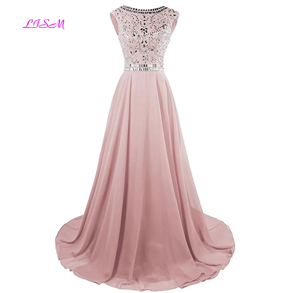 High Quality Scoop Sleeveless V Back Beaded Crystal Sequins A Line Chiffon Prom Dresses 2018 Sweep Train Rhinestones Party Gown
High Quality Scoop Sleeveless V Back Beaded Crystal Sequins A Line Chiffon Prom Dresses 2018 Sweep Train Rhinestones Party Gown