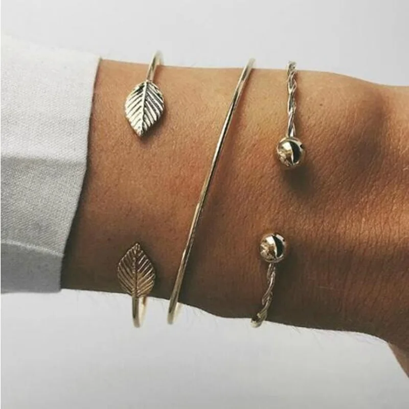 2019 New Fashion Gold Leaf 3pcs/set Open Bracelet Bangles Set For Women Ladies Girls Birthday Party Gifts Jewelry Wholesale
2019 New Fashion Gold Leaf 3pcs/set Open Bracelet Bangles Set For Women Ladies Girls Birthday Party Gifts Jewelry Wholesale