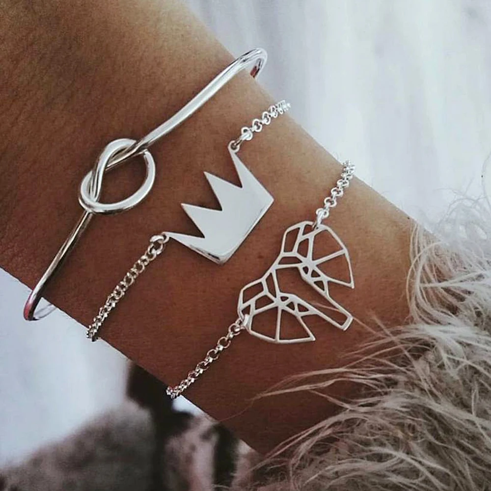 3 Pcs/set Bohemian Women Retro Knot Crown Hollow Elephant Silver Bracelet Set Girl Charm Bangle Jewelry Accessories
3 Pcs/set Bohemian Women Retro Knot Crown Hollow Elephant Silver Bracelet Set Girl Charm Bangle Jewelry Accessories