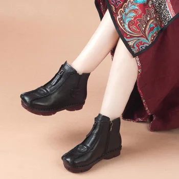 Hot Sale Shoe Knight boots new hand-sewn vintage women's boots Genuine Leather flat comfortable Ankle Boots mother shoes 
Hot Sale Shoe Knight boots new hand-sewn vintage women's boots Genuine Leather flat comfortable Ankle Boots mother shoes