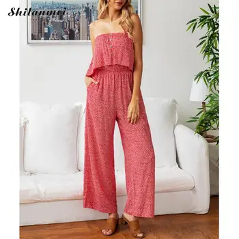 High Waist Rompers Boho Straoless Jumpsuit Women Polka Dot Top Wide Leg Pants 2019 Ladies Jumpsuits Female Summer Long Playsuit 
High Waist Rompers Boho Straoless Jumpsuit Women Polka Dot Top Wide Leg Pants 2019 Ladies Jumpsuits Female Summer Long Playsuit