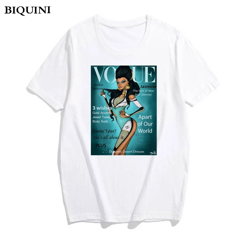 BIQUINI 2019 Hot New Vogue Princesses T Shirt Women Jasmine Print Fashion Tshirt White T-shirt Femme T Shirt Casual Tops Tees 
BIQUINI 2019 Hot New Vogue Princesses T Shirt Women Jasmine Print Fashion Tshirt White T-shirt Femme T Shirt Casual Tops Tees