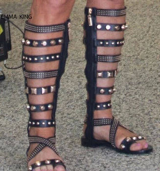 Fashion Summer Rivets Metal Knee High Sandals Boots Woman Narrow Band Flat Heels Botas Mujer Comfortable Long Flats Shoes Women
Fashion Summer Rivets Metal Knee High Sandals Boots Woman Narrow Band Flat Heels Botas Mujer Comfortable Long Flats Shoes Women