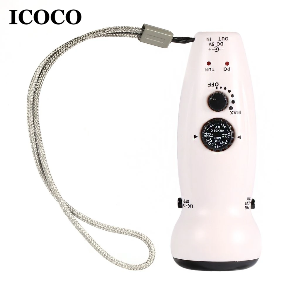 ICOCO Multi-functional Dynamo Radio Torch Light AM/FM Radio Hand Crank Emergency Flashlight with Portable Rope RD380 Drop Ship
ICOCO Multi-functional Dynamo Radio Torch Light AM/FM Radio Hand Crank Emergency Flashlight with Portable Rope RD380 Drop Ship