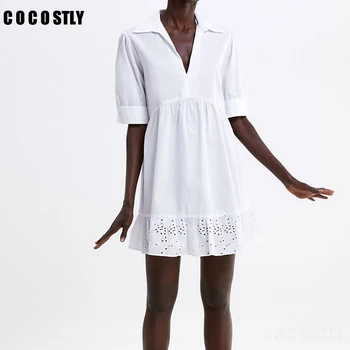 summer dress women white V neck mini dress embroidery hollow out half sleeve elegant female casual office wear dresses
summer dress women white V neck mini dress embroidery hollow out half sleeve elegant female casual office wear dresses