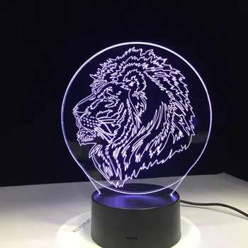 

3D USB Animal Lion Table Lamp LED 7 Colors Change Visual Lampara Night Light For Kid Remote Touch Control Button Sleep Lighting