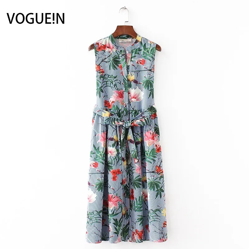 VOGUEIN New Womens Casual Floral Striped Print Sleeveless Tie Belt Midi Dress Wholesale
VOGUEIN New Womens Casual Floral Striped Print Sleeveless Tie Belt Midi Dress Wholesale