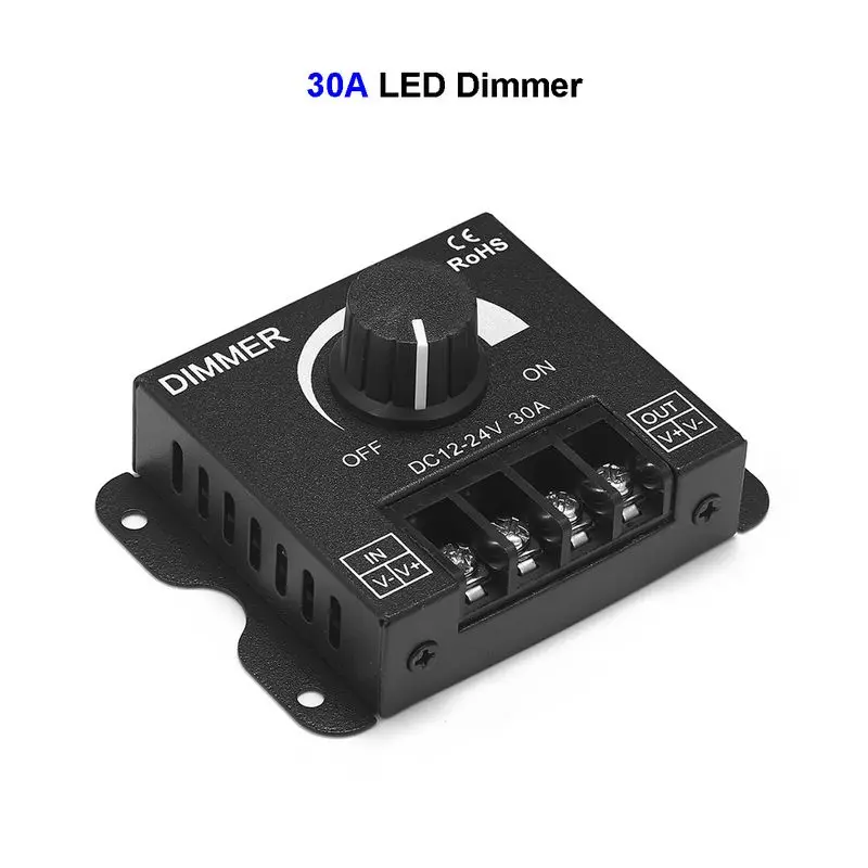 12V Dimmer DC24V 30A Switch Brightness Adjustable Controller Single Color LED Dimmer For Lamp Bulb 3528 5050 LED Strip Light
12V Dimmer DC24V 30A Switch Brightness Adjustable Controller Single Color LED Dimmer For Lamp Bulb 3528 5050 LED Strip Light