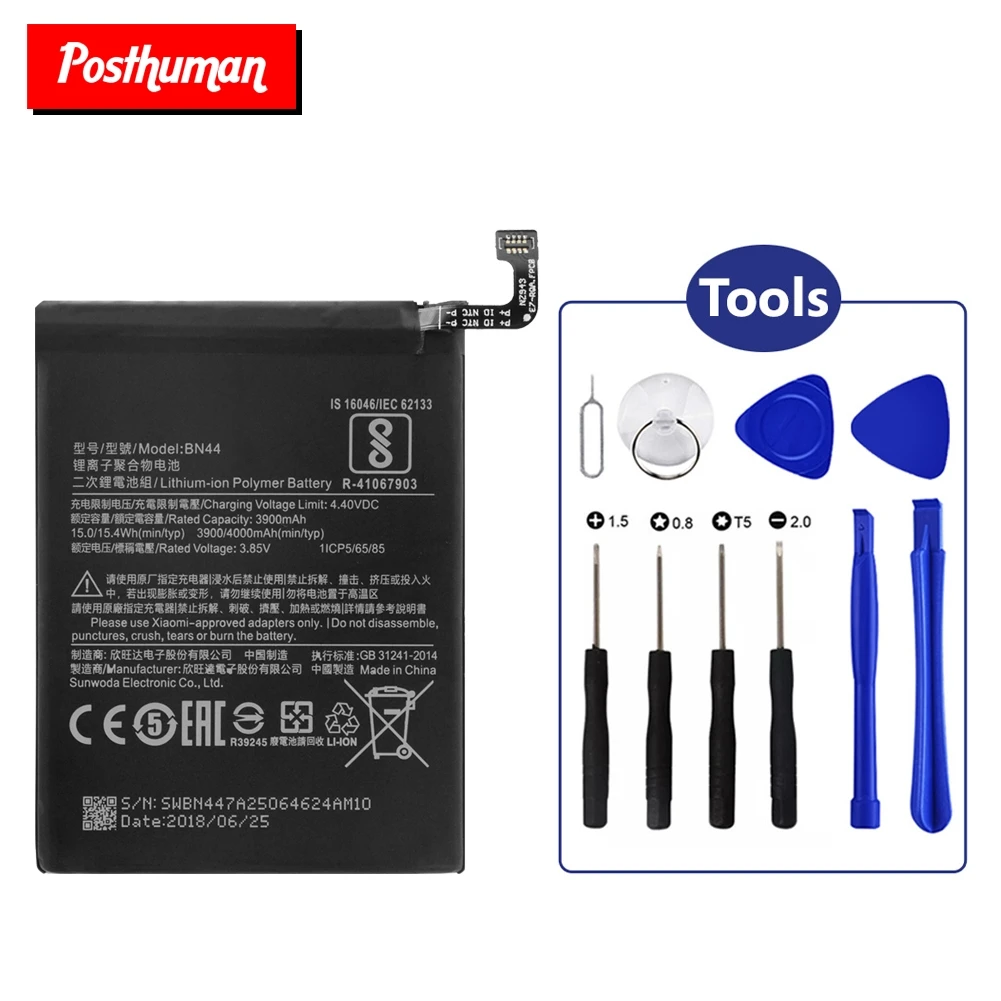 Lithium Li-Po Rechargeable phone battery 4000mAh Battery BN44 For Xiaomi Redmi 5 Plus Redmi Note 5 Phone + Repair Tools
Lithium Li-Po Rechargeable phone battery 4000mAh Battery BN44 For Xiaomi Redmi 5 Plus Redmi Note 5 Phone + Repair Tools