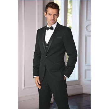 New Classic Grooms Tuxedos Black Wedding Suits For Men Notched Lapel Mens Suits Tow Button Slim Fit Suit (Jacket+Pant+Vest+Bow)
New Classic Grooms Tuxedos Black Wedding Suits For Men Notched Lapel Mens Suits Tow Button Slim Fit Suit (Jacket+Pant+Vest+Bow)