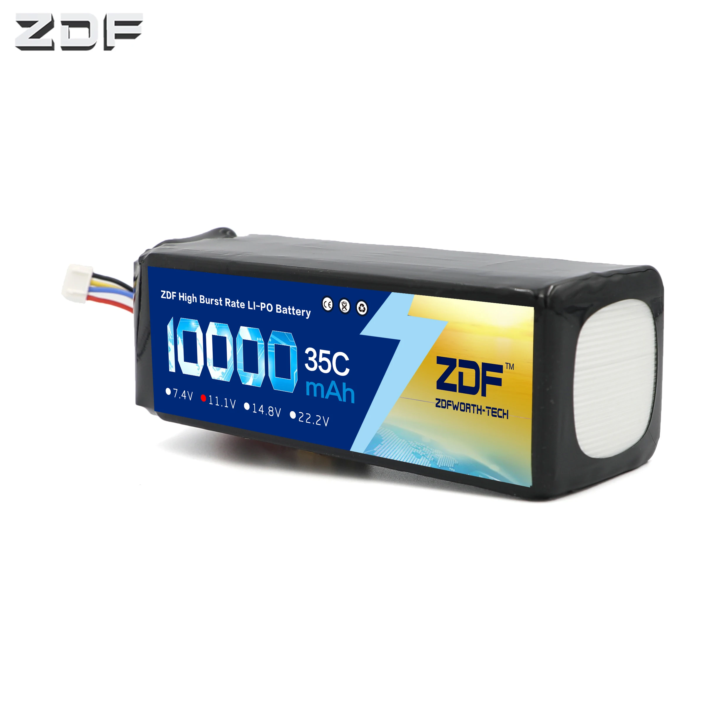 Аккумулятор ZDF RC Lipo 10000 мАч 2S 3S 4S 5S 6S 7 4 V 11 1 14 8 18 5 22 2 35C MAX 70C Дрон AKKU для