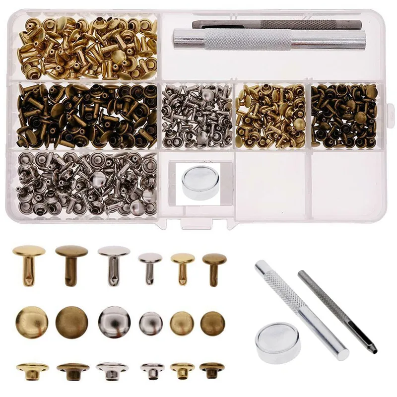 180 Sets 6MM 8MM Tubular Brass Double Cap Leather Repair Craft Rivets DIY Press Studs Fixing Tools for Clothing Bag Belts Decor
180 Sets 6MM 8MM Tubular Brass Double Cap Leather Repair Craft Rivets DIY Press Studs Fixing Tools for Clothing Bag Belts Decor