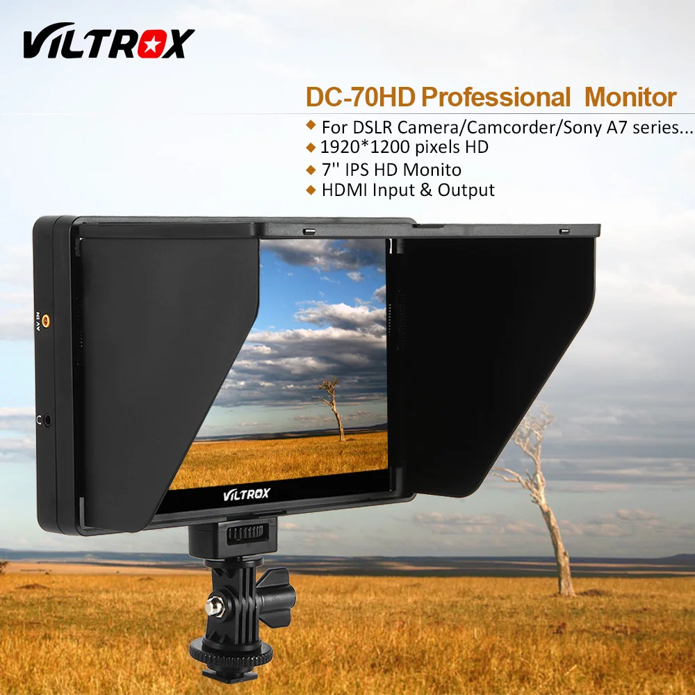 Viltrox DC-70HD Clip-on 7'' 1920x1200 IPS HD LCD Camera Video Monitor Display HDMI AV Input for Canon Nikon DSLR BMPCC 5D3
Viltrox DC-70HD Clip-on 7'' 1920x1200 IPS HD LCD Camera Video Monitor Display HDMI AV Input for Canon Nikon DSLR BMPCC 5D3