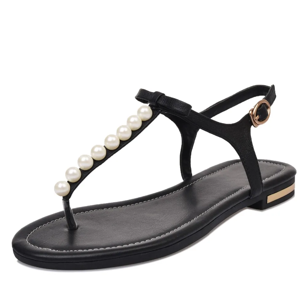 Pearls Buckle T-Strap Flats Summer Loafers Sandals Leather Beach Shoes T-Strap Bridal White black Flat Sandals for women new
Pearls Buckle T-Strap Flats Summer Loafers Sandals Leather Beach Shoes T-Strap Bridal White black Flat Sandals for women new