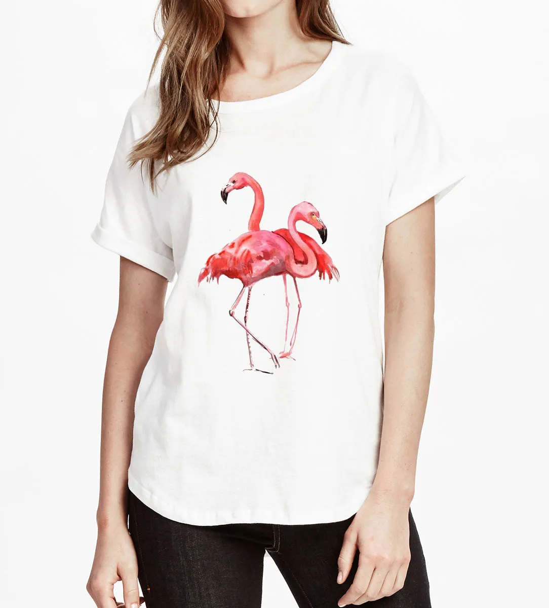 2019 New Arrival Woman T-shirt Loose Casual O-neck Cartoon Flamingos Print Picture short sleeve T-shirt Harajuku
2019 New Arrival Woman T-shirt Loose Casual O-neck Cartoon Flamingos Print Picture short sleeve T-shirt Harajuku