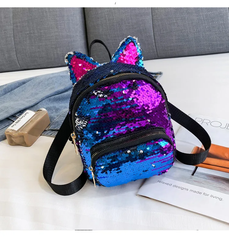 Портативный Женский Блестящий рюкзак для девочек мини школьные сумки