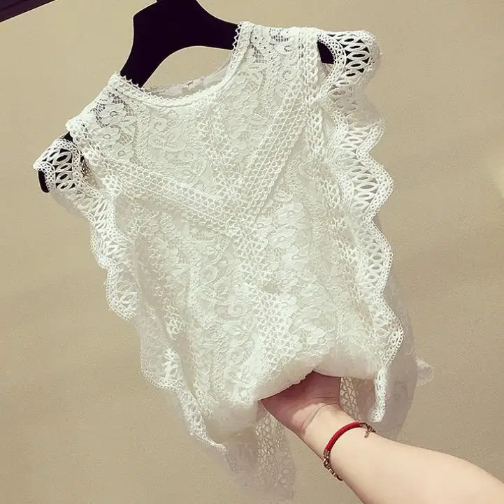 Sleeveless Tops blouse Women Summer FASHION 2019 New Style Lace Hollow Chiffon lace shirt
Sleeveless Tops blouse Women Summer FASHION 2019 New Style Lace Hollow Chiffon lace shirt