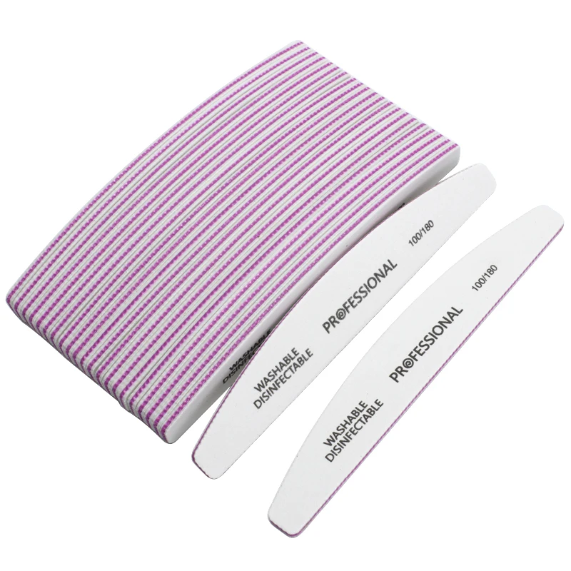 

10pcs White Nail File Boat Style Form Sanding Nail Buffer 100/180Washable Manicure Block UV Gel Polish lime a ongle professional